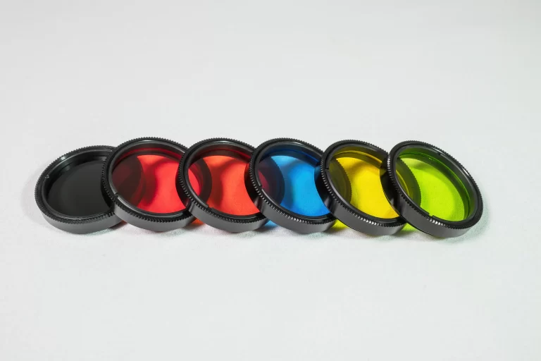 Optical filters, Neutral density filters, Anti-reflective coatings, Color filters Polarizing Filters